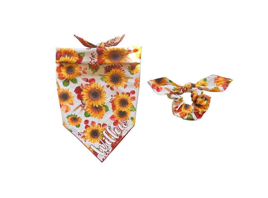 Personalized Sunflowers Bandana + Scrunchie